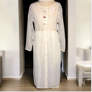 VINTAGE Amy Too! Byer
California White Lace Pleated
Duster Cardigan Dress 14.5